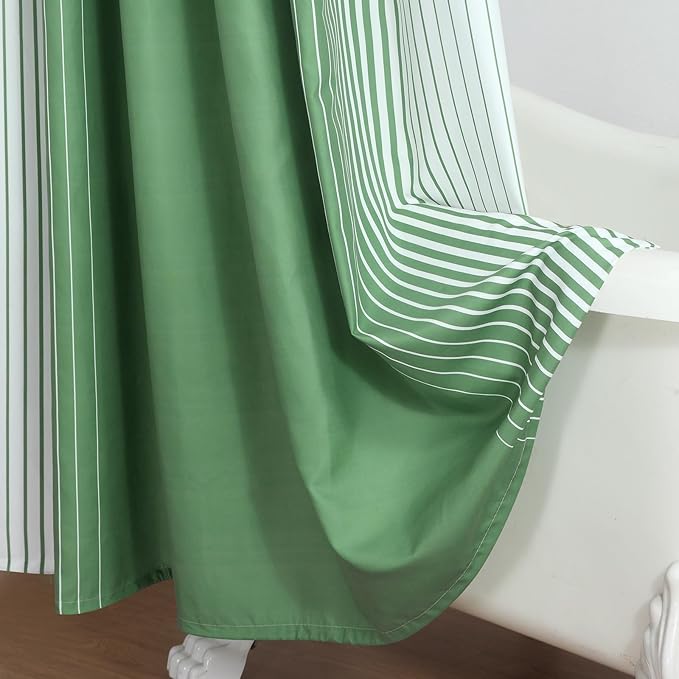 Green Shower Curtain 78 Inches Long, Sage Green and White Gradient Vertical Stripe Waterproof Polyester Shower Curtains for Bathroom, 72x78 Inches
