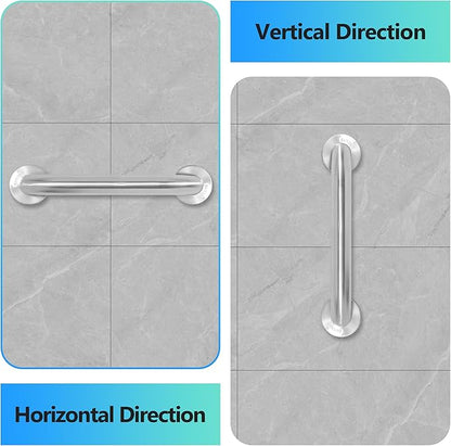 Shower Grab Bar, 2 Pack 24 Inch Brushed Nickel Bathroom Safety Bar, 1.25" Diameter 304 Stainless Steel Grab Bars for Bathtubs and Showers, Handicap Shower Grab Bar for Seniors Elderly
