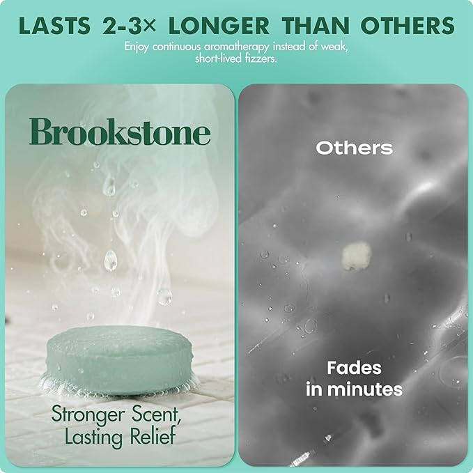 Brookstone Shower Steamers Aromatherapy 12 Tablets - Christmas Stocking Stuffers for Men, Birthday Gifts for Women, Green Elephant, Relaxation, Self Care - Shower Steamers Clean Breeze