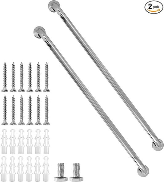 Shower Grab Bar, 2 Pack 39.4 Inch Bathroom Grab Bar, 304 Stainless Steel 1.25" Diameter Anti-Slip Handicap Grab Bar Support Shower Rail Senior Handrail Shower Safety Bar Handle