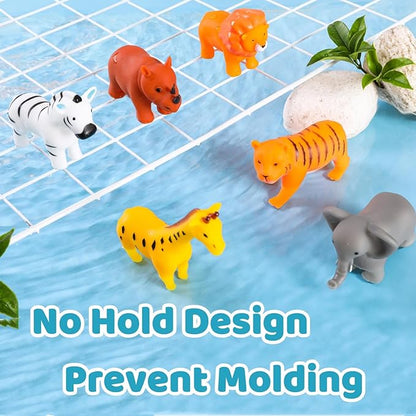 Baby Bath Toys, for Infants 6-12& Toddlers 1-3, No Hole Bathtub Toys (Animals Combo Ⅲ, 16 Pcs with Mesh Bag)