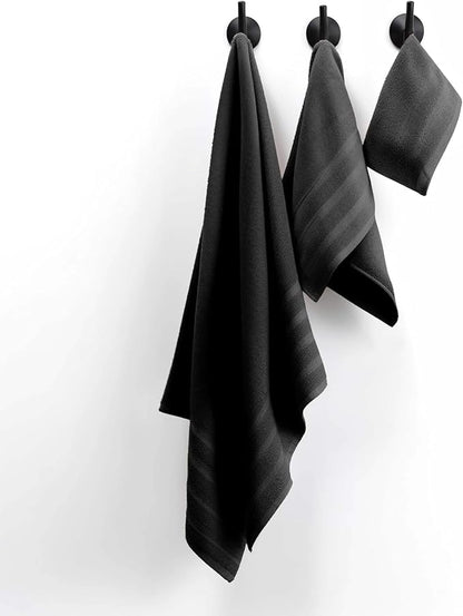Hearth & Harbor Bath Towels for Bathroom - 100% Ring Spun Cotton Luxury Bathroom Towels - Soft & Highly Absorbent Bath Towels Set, 6 Piece Set, Black