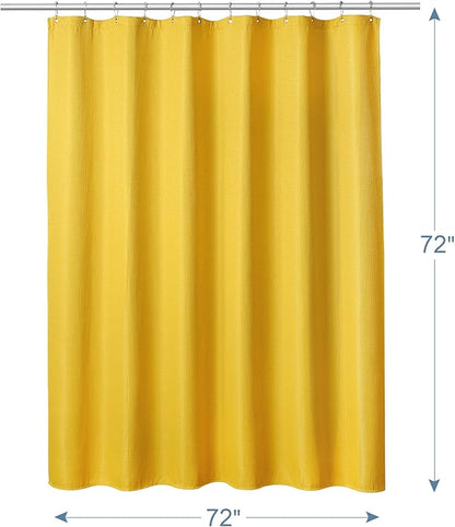 AmazerBath Waffle Shower Curtain, Bright Yellow Shower Curtain Fabric with Waffle Weave, Heavy Duty 240GSM, Hotel Quality Bathroom Shower Curtains, 72 x 72 Inches