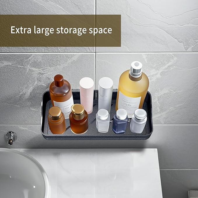 Luxury Shower Caddy, Rustproof Metal Large Capacity Bathroom Shelves for Storage, Adhesive or Drill Mounting for Kitchen Holder & Organizer (1 Pack)
