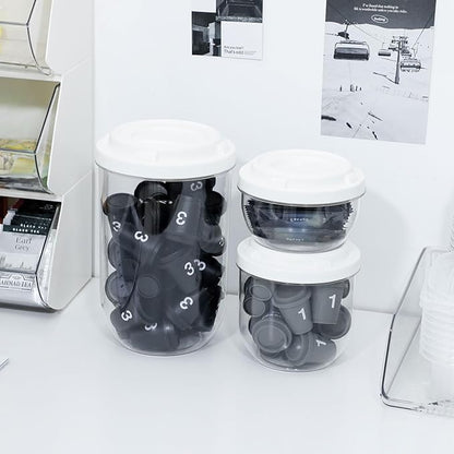 FABROK 3 Pack Candy Storage Organizer with Lid, Plastic Cookie Storage Jar for desk, Clear Plastic Container Canister for Laundry, Kitchen, Bathroom