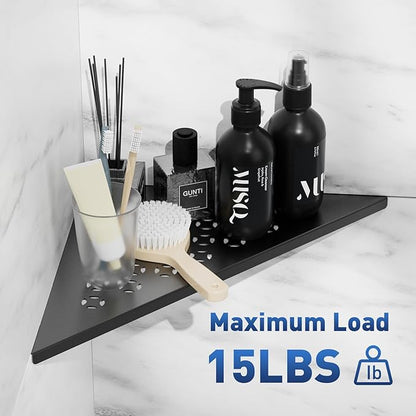 lives Corner Shower Shelf 10" Slot Design Recessed Shower Shelves for Tiled Wall, 304 Stainless Steel Corner Shelves for Bathroom Organizer, Matte Black 2 Pack (Star)
