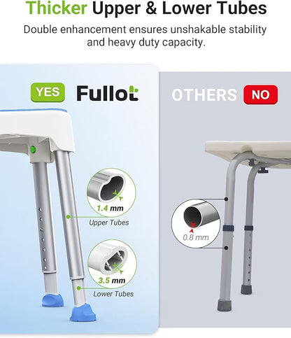 Widened Shower Chair for Inside Shower with Padded Back & Arms,400 lbs Heavy Duty & Adjustable Shower Chair for Elderly and Disabled, Non-Slip Shower Seat, Bath Chair for Tub