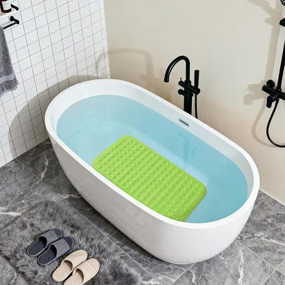 Anti-Slip Bathtub Shower mat, 27.5×14.5（Approximately 70×37cm） inch Soft Oversized Machine Washable Non-Slip Bathtub mat with Drainage Holes, Bathroom Floor Suction Cup.（1-Opaque Pea Green）