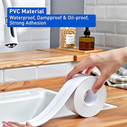 White Caulk Tape Self Adhesive Waterproof 1.97" x26.25Ft, Bathroom Peel & Stick Caulking Tape for Floor Tile Corner Trim & Shower, Toilet Bathtub Caulking Sealant Strip for Kitchen, Countertop, Sink