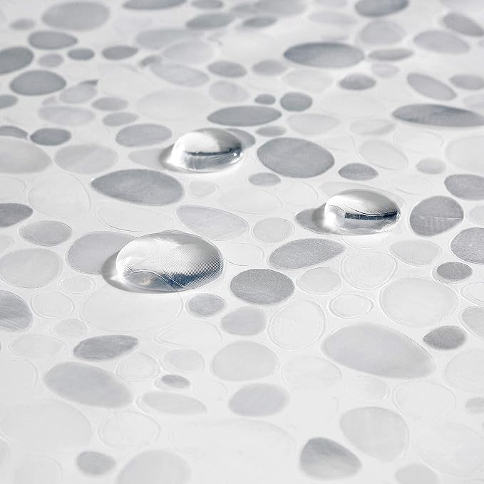AooHome Pebble Pattern Shower Curtain Liner, Plastic EVA Shower Curtain with Bottom Magnets, Water Repellent, 72x72 inch, Semi Transparent