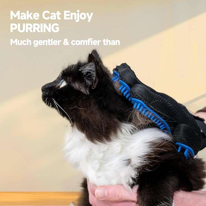 2-in-1 Pet Hair Removal Glove Set for Cats & Dogs, Five-Finger Electrostatic Pet Hair Gloves & Grooming Glove ，Reusable Magic Brush Pet Hair Remover Tool for Laundry，Carpet,Car Seat，Couch
