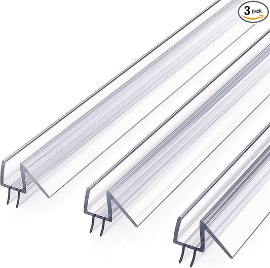 Shower Door Bottom Seal, 3Pack Shower Door Sweep Strip, Frameless Glass Doors Seal Strip for 3/8'' (10mm) Thick Doors, 39.3'' x 0.39'' Showers Water Guard Barrier