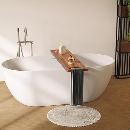 Tinamo Acacia Bathtub Caddy Tray Table | 39 x 9.75 x 2.5 Inch Large Bath Tub Tray Wooden | Anti-Tipping, Sustainable Tub Tray for Bathtub | Bathtub Accessories Holders for Bathtub (Acacia, 39x9.75)