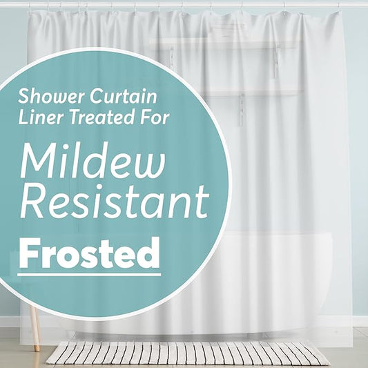 BigFoot Shower Curtain Liner – 72 x 72 PEVA Premium Shower Curtain with Rustproof Metal Grommet and 3 Magnetic Weights – Odor Free and Compatible with Standard Showers, Frosted