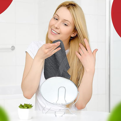 RIVERSIDE 12 Pack Premium 100% Cotton Face Washcloths, 550 GSM, 12 x 12 Inches, Soft, Absorbent Towels for Body & Shower, Bathroom Wash Clothes, Durable Face Towels Set for Spa, Gym, Grey