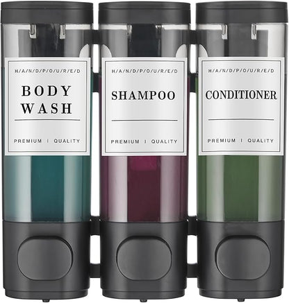 Shower Soap Dispenser Wall Mounted No Drill Shampoo Dispenser for Shower Wall Shampoo and Conditioner Dispenser Bathroom Hotel 3 * 300ml Black3 Self