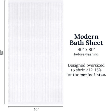 GILDEN TREE Waffle Bath Sheet Quick Dry Towel, Thin Luxury Bath Towels, 40x80 Large Bath Towels 2 Pack Bath Sheets, Modern Style (White)
