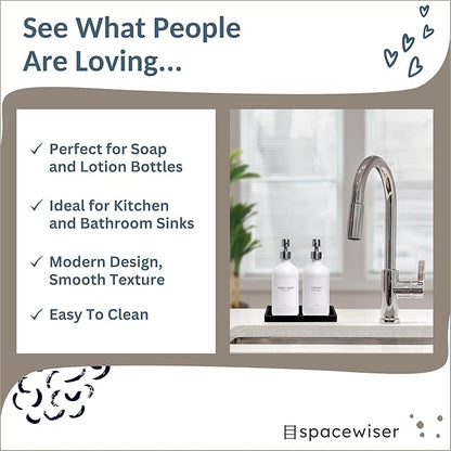 Countertop and Vanity Tray - 2 PC Small 7.7" Silicone Bathroom Trays, Kitchen Soap Tray, Dish Sponge Soap Holder Kitchen Sink Organizer Caddy, Bathroom Counter Trays for Lotion Dispenser