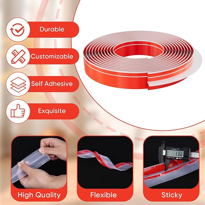 T-Shaped Clear Silicone Weather Stripping Seal Strip - 20Ft 1.96In Wide, Self-Adhesive Door and Window Draft Stopper for Gaps, Energy Saving, Indoor/Outdoor Use, Heavy Duty Door Seal for Side of Door