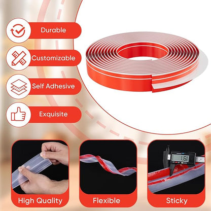 T-Shaped Clear Silicone Weather Stripping Seal Strip - 20Ft 1.96In Wide, Self-Adhesive Door and Window Draft Stopper for Gaps, Energy Saving, Indoor/Outdoor Use, Heavy Duty Door Seal for Side of Door