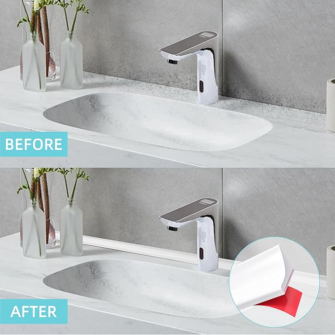 Shower Threshold Water Dam,Walk in Shower Water Guard, Shower Dam Water Barrier Bathroom Sink Splash for Dry And Wet Separation Caulk Seal Strip Edge Trim (39Inch, White)
