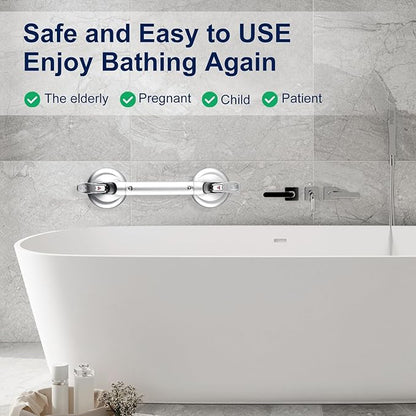 𝗨𝗽𝗴𝗿𝗮𝗱𝗲𝗱 Suction Cup Grab Bars for Bathtubs and Bathroom, Tool Free Shower Handle, Grab Handle for Elderly Suction with Indicators, Shower Grab Bar for Seniors, Heavy Duty,Sliver