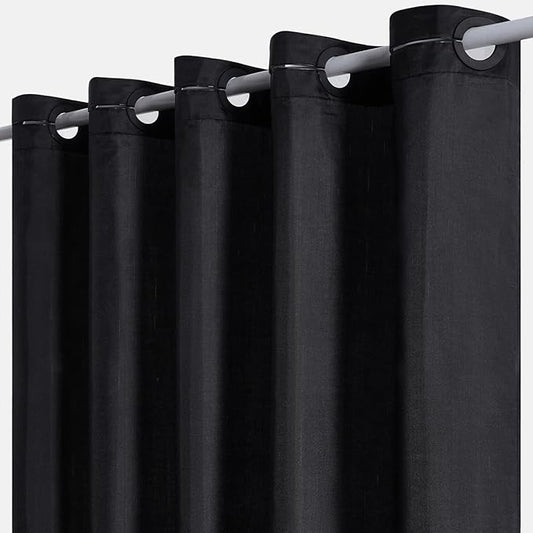 No Hook Stall Size Shower Curtain,Polyester Fabric Small Narrow Shower Curtain Liner with 6 Plastic Split Grommets,Machine Washable & Waterproof Hotel Style Curtains for Bathroom,Black,48x84 Inch
