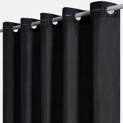 Furlinic Extra Wide No Hook Black Shower Curtain 108x72 Inch,Polyester Fabric Waterproof Shower Curtain Liner with 14 Plastic Split Grommets,Washable Shower Curtains for Bathroom Hotel Spa Luxury