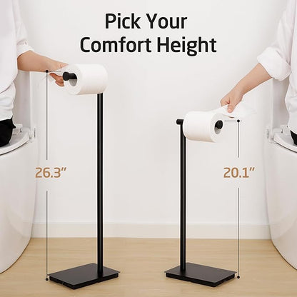 KES Toilet Paper Holder Stand 26.2 Inch Toilet Tissue Holder for Bathroom, Free Standing Toilet Paper Holder SUS304 Stainless Steel Matte Black, BPH286S66A-BK