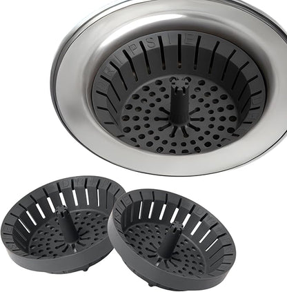 Kitchen Sink Strainer 3.25" - Dripsie Anti-Clog Food Catcher, Flexible Drain Basket, Dishwasher Safe, Standard Fit, Made in USA (3-Pack Gray)