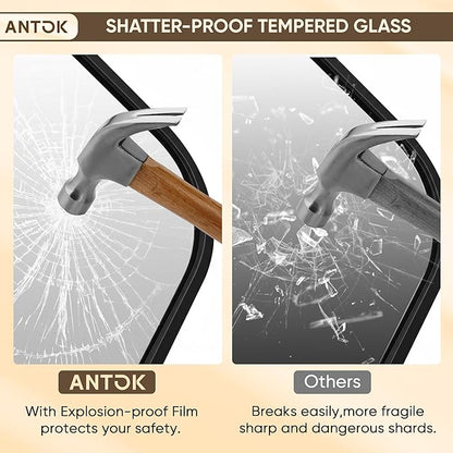 Antok 2-Pack Bathroom Mirrors, 24"x36" Double Wall Mirrors, Decorative Mirror Vanity Mirror Aluminum Alloy Frame Contemporary Hanging for Living Room Bathroom Entryway, Black