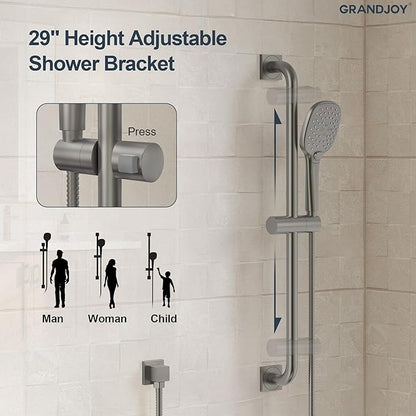Brushed Nickel 10 Inch Rainfall Shower System with Handheld Spray & Adjustable Slide Bar, Wall Mount Bathroom Shower Faucet Set, Valve Included
