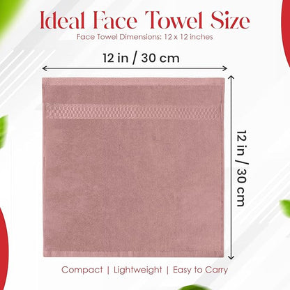 RIVERSIDE 12 Pack Premium 100% Cotton Face Washcloths, 550 GSM, 12 x 12 Inches, Soft, Absorbent Towels for Body & Shower, Bathroom Wash Clothes, Durable Face Towels Set for Spa, Gym, Dusty Rose