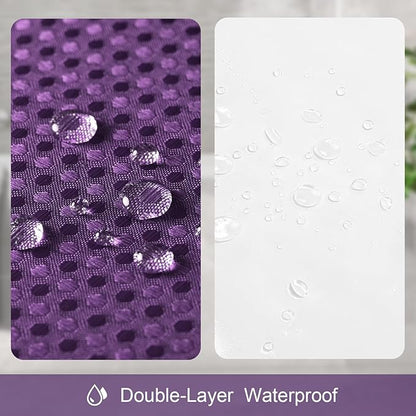 3 in 1 Long Purple Shower Curtain Set-72 W x 78 H, Modern Waffle and PEVA Liner Set with 12 Stainless Steel Hooks, Waterproof Fabric for Bathroom