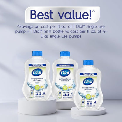 Dial Antibacterial Defense Foaming Hand Soap + Aloe, Soothing White Tea, 30 Fl Oz Hand Soap Refill (Pack of 4), Dermatologist-Tested, Gentle on Skin