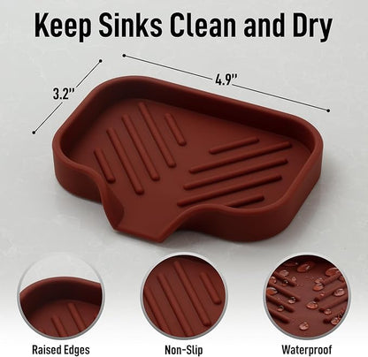 Zulay Kitchen Small Silicone Sponge Holder (4.9x3.3”) – Space-Saving Sink Organizer Tray for Sponge, Soap, Brush & More – Compact Non-Slip Dish for Kitchen & Bathroom (Canyon Rose)