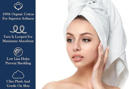 Delara Organic Cotton Luxuriously Plush Bath Towel 10 Piece Set|GOTS & Oeko-TEX Certified|Premium Hotel Quality Towels|Feather Touch Technology|650 GSM Long Staple|Soft, Quick Dry & Ultra-Absorbent