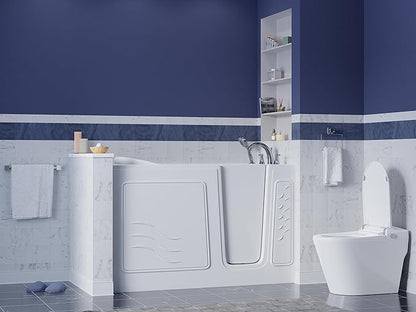 ANZZI Walk-In Soaking Tub 30x60 in Right Drain Quick Fill White – Deep Non-Jetted Bath with ADA Seat, Grab Bar, Slip-Resistant Floor, Quick Fill Faucet & Handheld Shower for Safe Easy Access