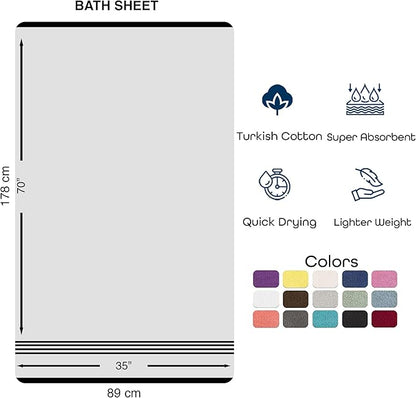 Hawmam Linen Jumbo Large Bath Sheets Towels 2 Pack Soft and Absorbent, Premium Quality 100% Cotton Towels (Light Green, Bath Sheet)