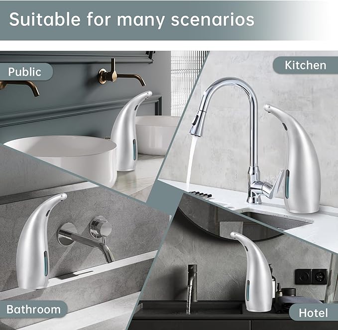 Automatic Liquid Soap Dispenser,300ML Touchless 4 Gear Adjustable（Gray）