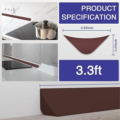 Flexible Molding Trim, Flexible Bendable Adhesive Caulking Strip, Molded Trim, Peel and Stick Home Decorative Edge for Bathroom, Kitchen, Floor, Wall (Dark Brown, 0.83in x 0.24in x 3.3ft)