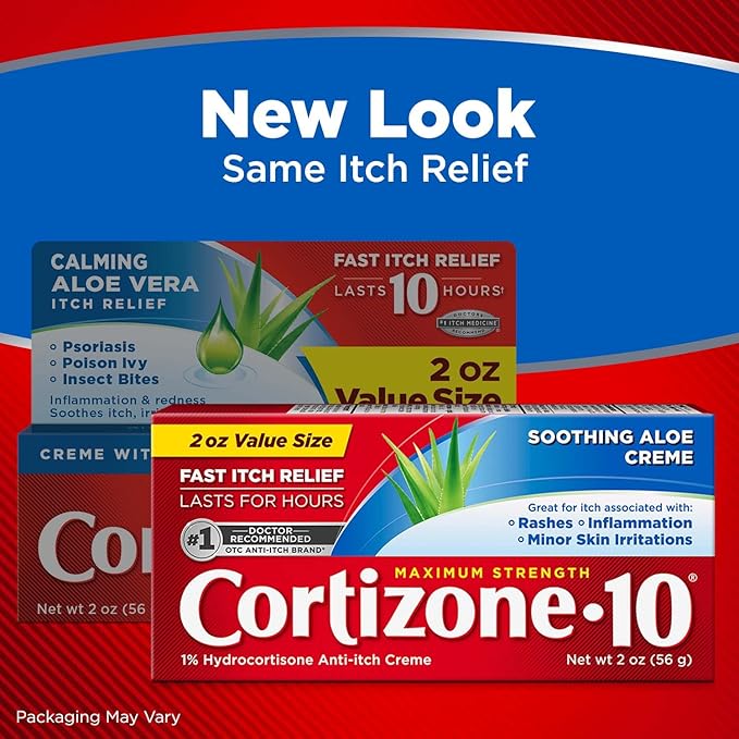 Cortizone 10 Maximum Strength Anti-Itch Cream with Soothing Aloe, 1% Hydrocortisone Creme, 2 oz. (Pack of 2)
