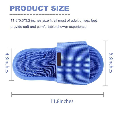 Shower Foot Scrubber with Non-Slip Suction Cups, Silicone Bristle Shower Foot Cleaning Brush Slipper for Spa Massager Exfoliating Dead Skin Remover (1 PCS) (Blue)