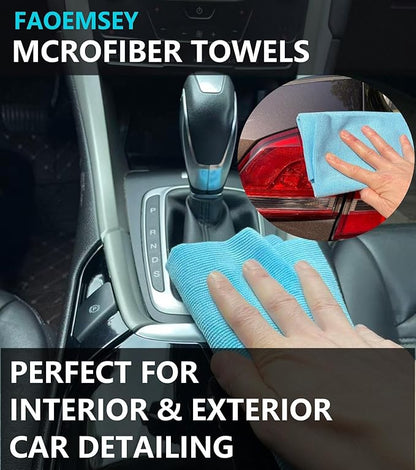 Microfiber Towels,10-Pack,16"x16",420GSM Edgeless,Soft Absorbent,Professional Polishing,Wax Removal,Car Detailing,Home Cleaning Rays,Sky Blue