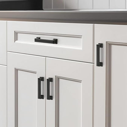 Ravinte Hardware 25 Pack Matte Black Cabinet Pulls, 3 Inch (76mm) Hole Center Zinc Alloy Drawer Handles for Kitchen Cabinets, Cupboards, Dressers, Square Solid Metal Hardware