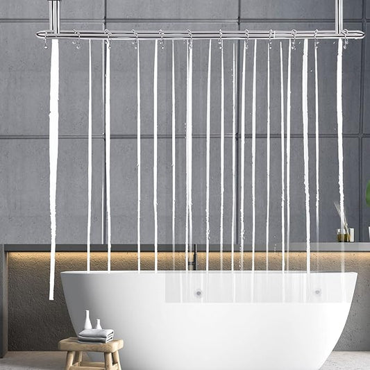 YISURE Clawfoot Tub Clear Short Length 60 Inch Shower Curtain Liner, 180x60 Inch Extra Wide 360 Shower Curtain PEVA Waterproof Wrap Around Bath Tub Curtain