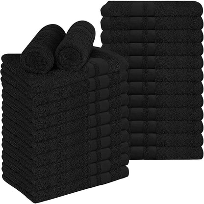 RIVERSIDE Pack of 24 Salon Towels Set – 16 x 26 Inches, 100% Ring Spun Cotton Highly Absorbent and Quick Dry Towels for Salon, Hand, Barber, Gym, Home & Hair Care, Black