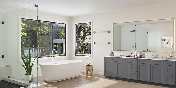 ROOMTEC Bathroom Cabinet, 42'' Free Standing Single Bathroom Vanity with 2 Drawers and 2 Doors,Soft-Close Drawer Slides Morden Bathroom Sink Vanity Storage Cabinet, Shaker Gray