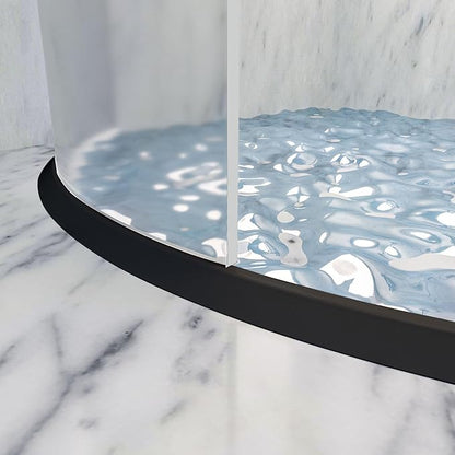 Raycity Shower Threshold Water Dam Barrier,Shower Door and Kitchen Water Strip Dam Shower Guard for Dry And Wet Separation Caulk Seal Strip Edge Trim(98 Inches/Black)