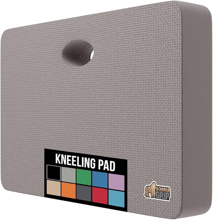 GORILLA GRIP Extra Thick Patent Pending Soft Foam Kneeling Pad, Supportive Large Cushion Knee Pads for Gardening, Baby Bath Time, Dirt and Water Resistant, Workout and Garden Supplies, 17.5x11, Gray